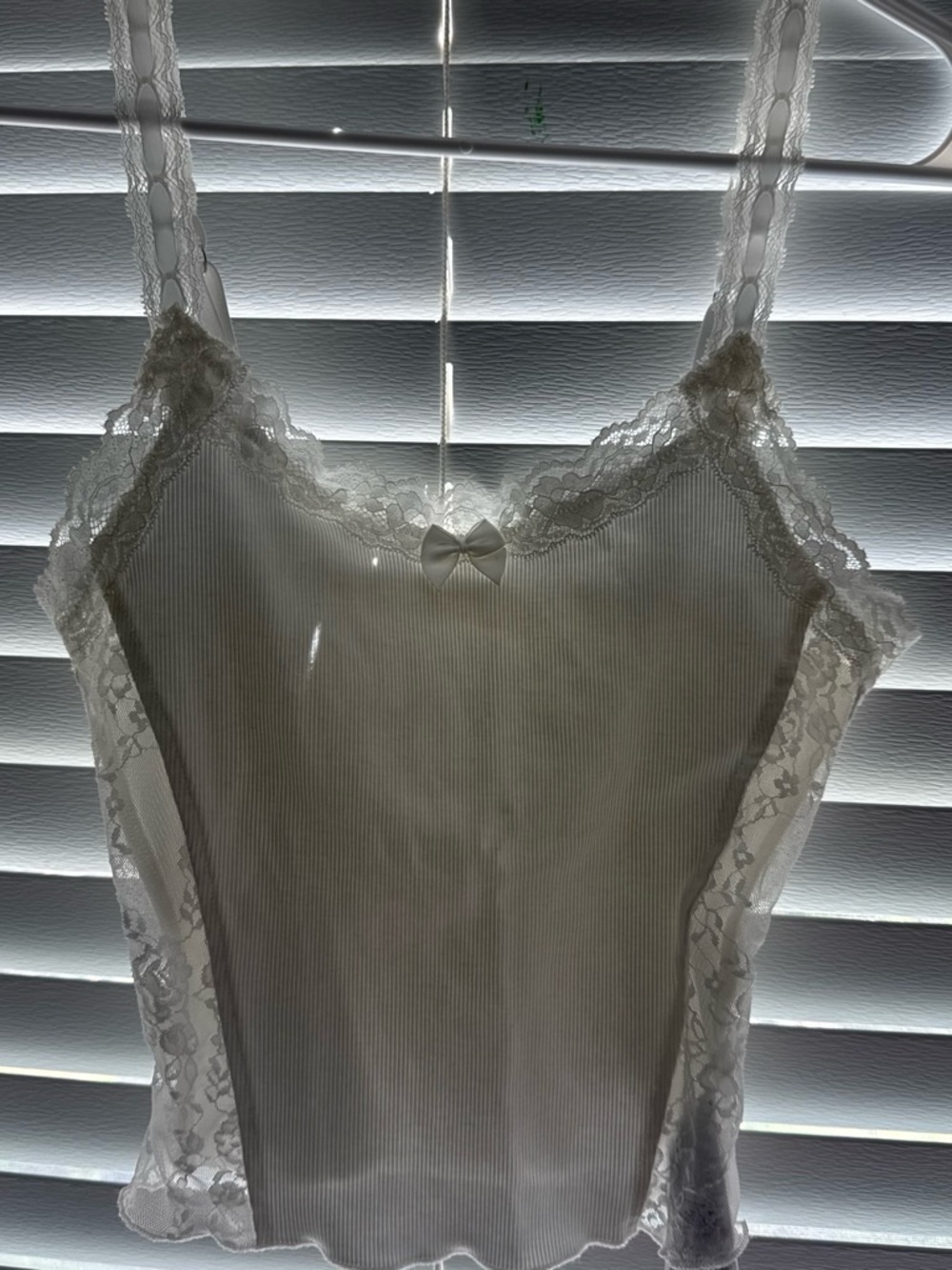 Edikted White Lace-Trim Ribbed Tank